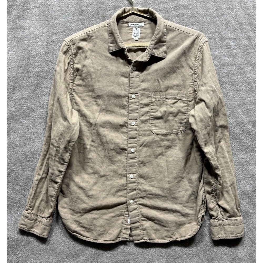 Hiroshi Kato Mens Large The Ripper Double Gauze Sand Cotton Long Sleeve Shirt